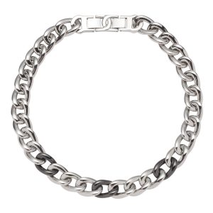 Ogrlica iz nerjavečega jekla in črne keramike